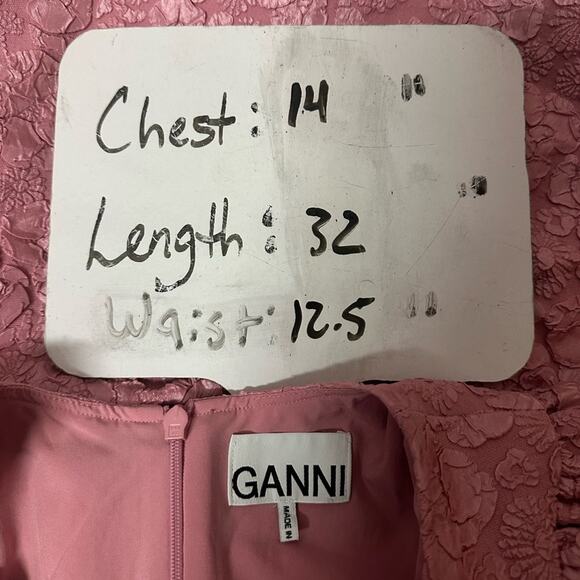 GANNI Stretch Jacquard V Neck Mini Dress in Orchid Smoke Pink Size 34 2 - Picture 13 of 15